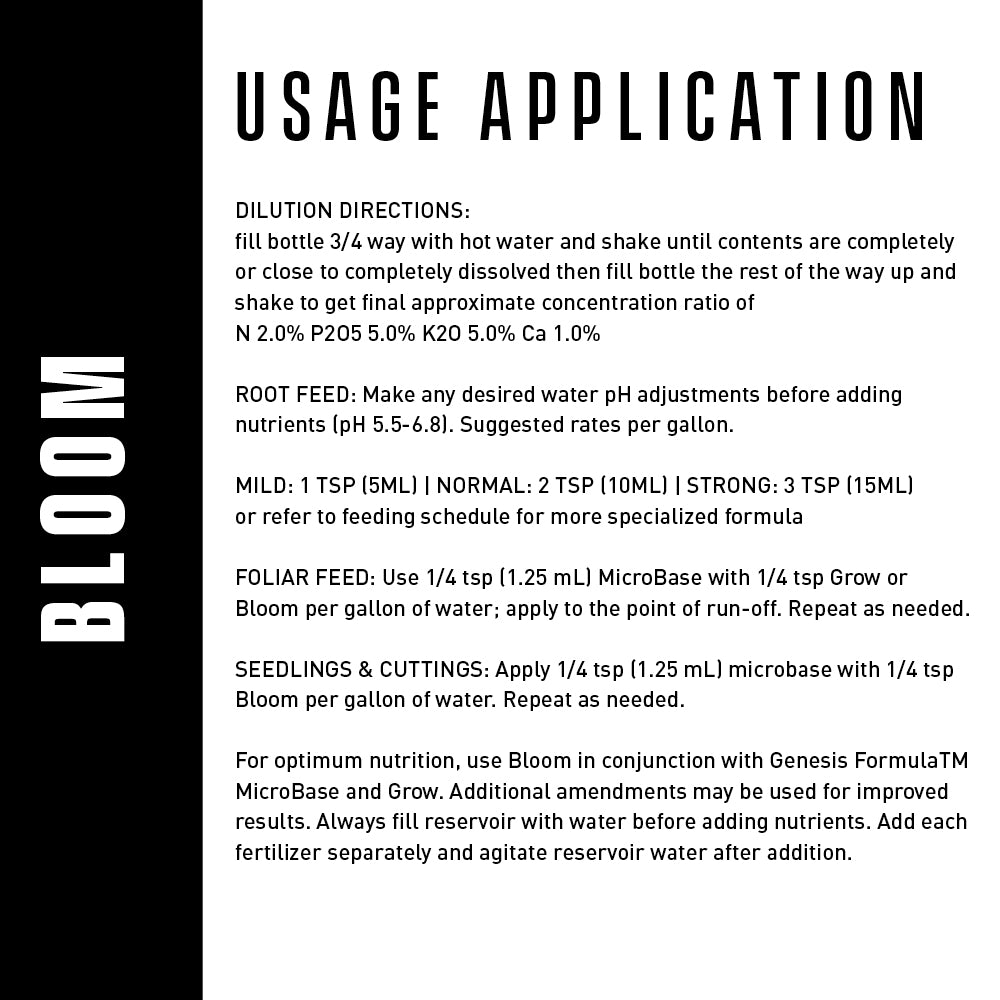 THE GENESIS FORMULA BLOOM (MUSH STYLE) (must dilute with water before use)